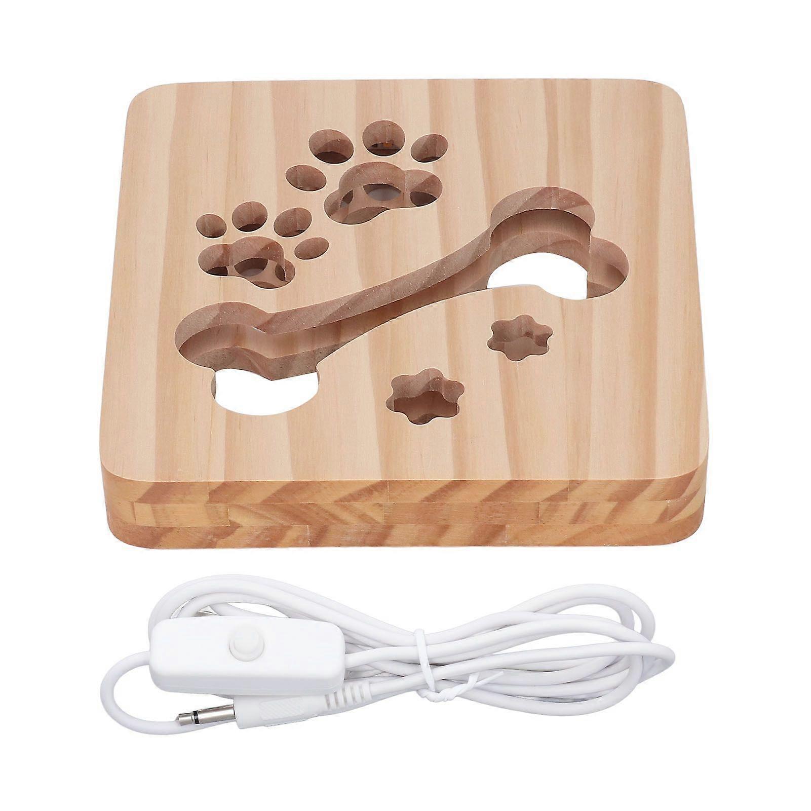 2025 Ultimo modello 3D lampada da notte Bone Paw Print Pattern Design cavo in legno