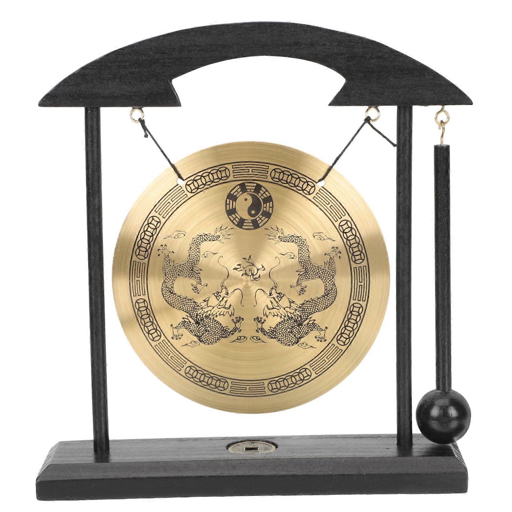 Copper Gong Decoration with Dragon Motif – Unique Desktop Ornament for Stylish Interiors, Feng Shui Accent, Durable and Stable Home Decor