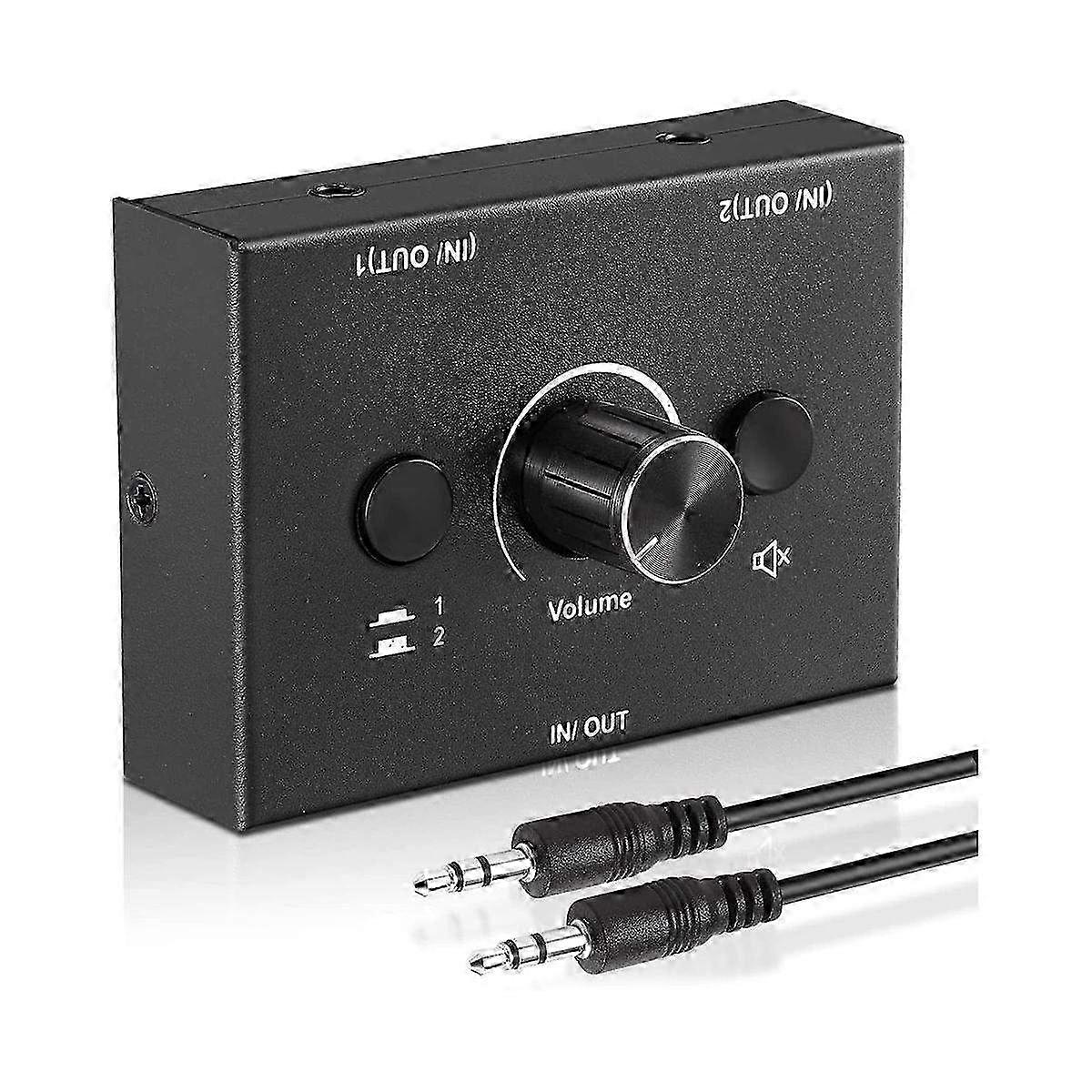 3.5mm Audio Switcher Box with 2 Input 1 Output or 1 Input 2 Output for Headphones, Speakers & Audio Devices