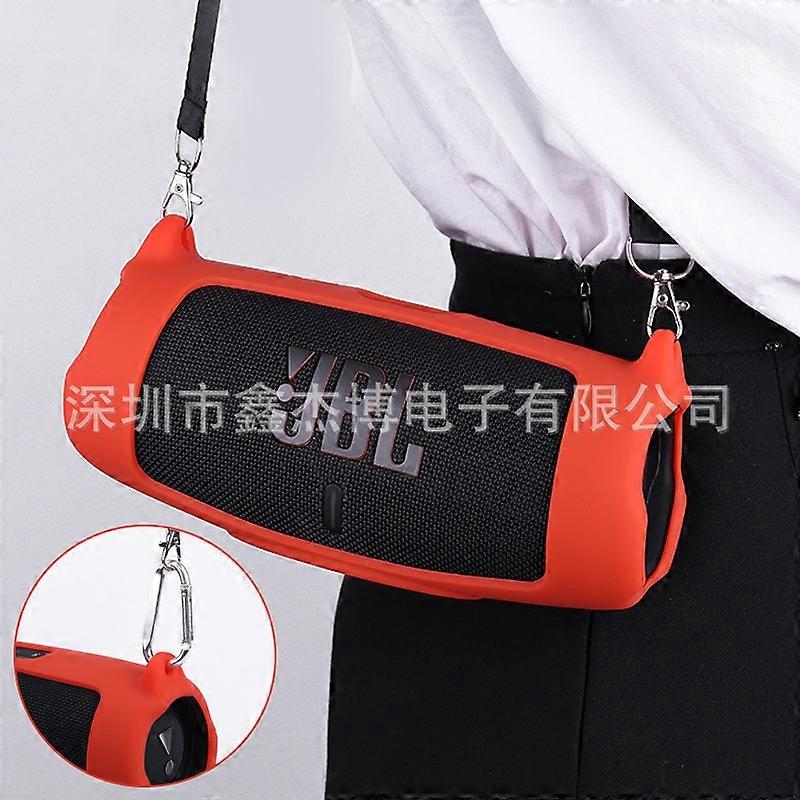 Red Silicone Protective Cover for JBL Charge 5 - Portable 5th Gen Bluetooth Speaker Shell