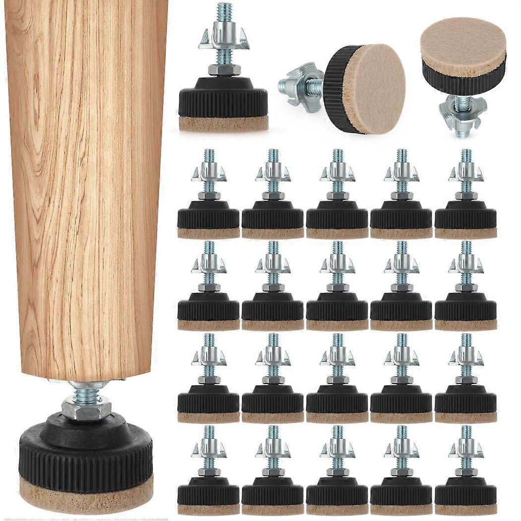 Furniture leveling feet, 24 pieces with lock nuts felt floor protectors for tables, sofas, chairs, cabinets