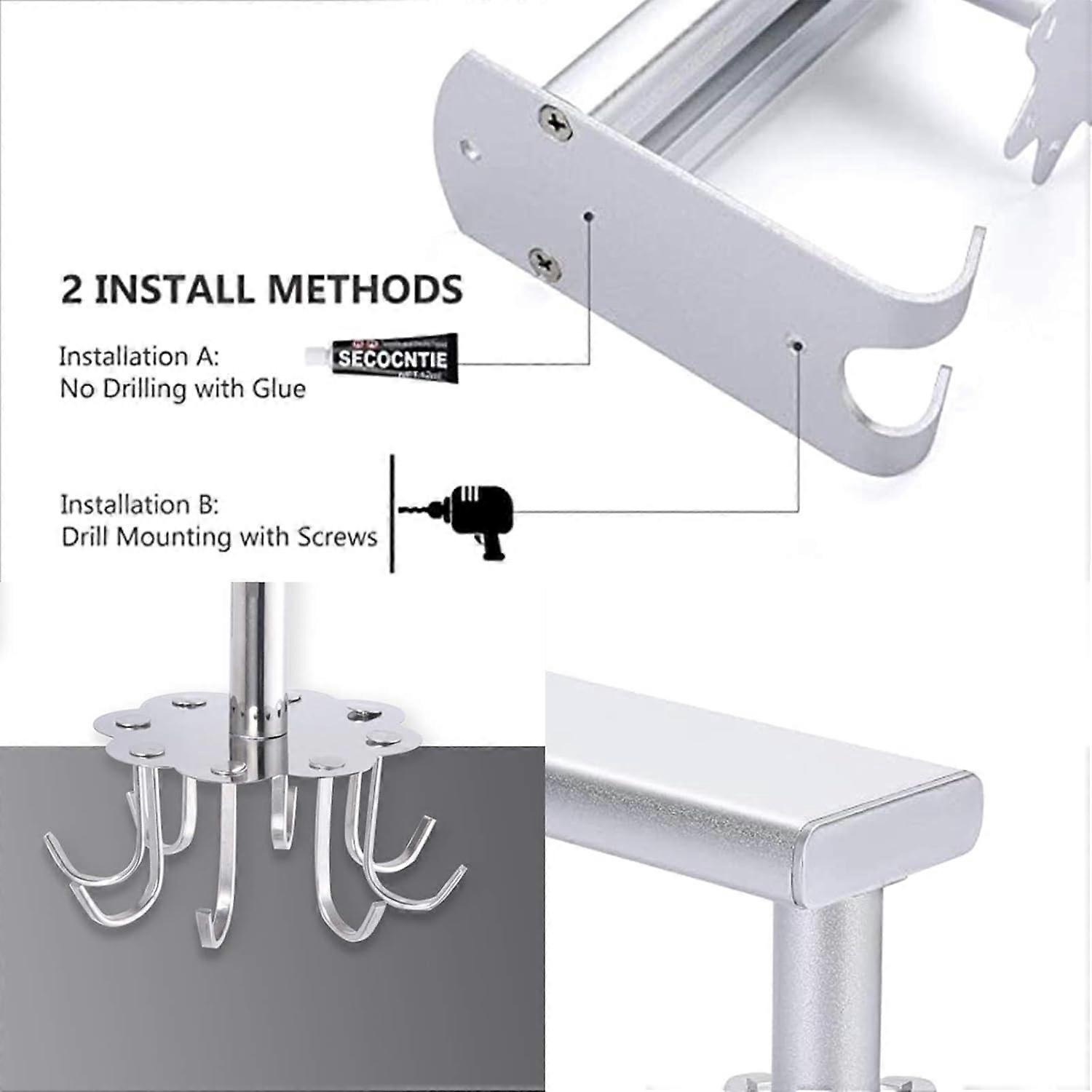 1PCS Kitchen Rotating Hook with 6 Hooks Telescopic Wall Hanging Hook for Kitchen Rack Multifunctional Storage Suitable for Kitchen