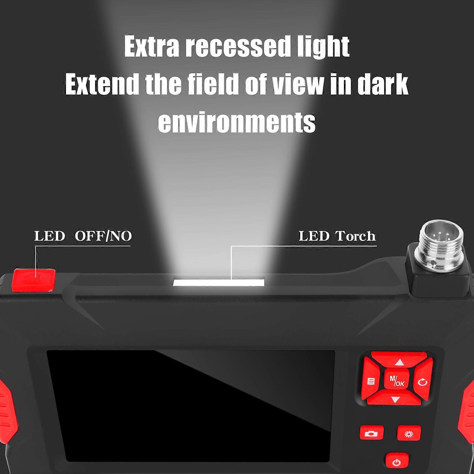 P30 industrial endoscope with screen red (1920*1080P dual camera diameter 8mm, 5m hard wire)