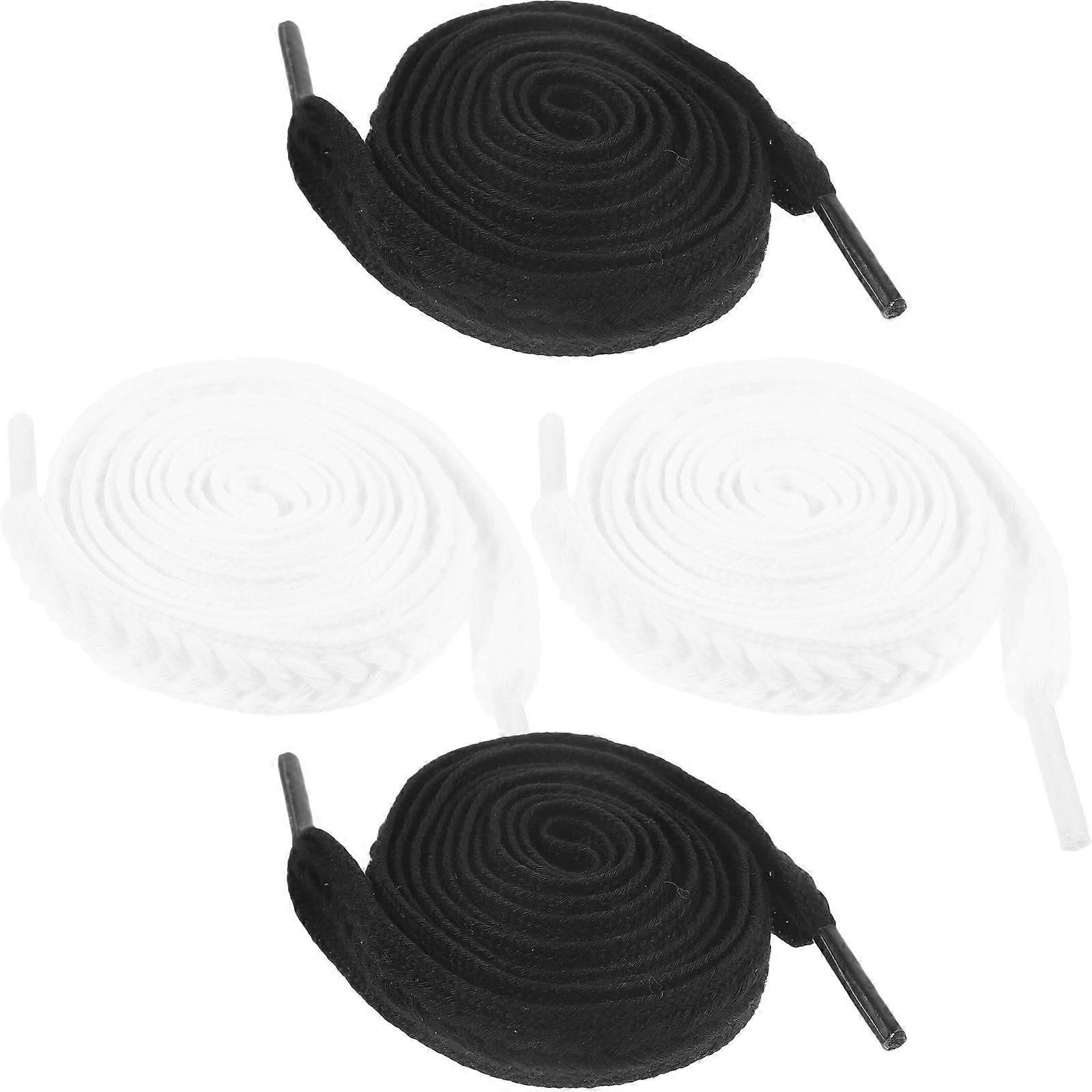 Athletic Shoelaces Wide Shape Daily Use Styling White Color 1.50Cm Width 2Pairs