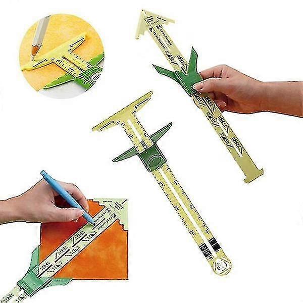 5-in-1 Sliding Gauge With Measuring Sewing Tool Patchwork Tool Ruler Tailor Ruler Tool Accessories Home Use X（2）