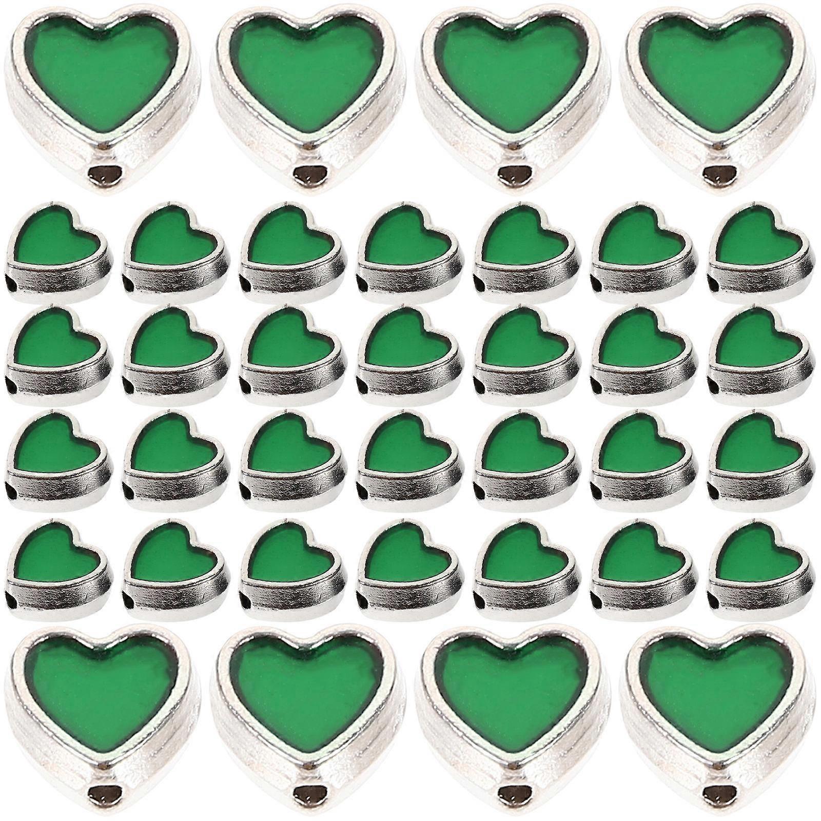 Bead Spacers For Jewelry Making Heart Shaped Beads Jewelry Making Bracelet Making Kit Green 0.3X0.3X0.2In Diy Enthusiasts 100Pcs