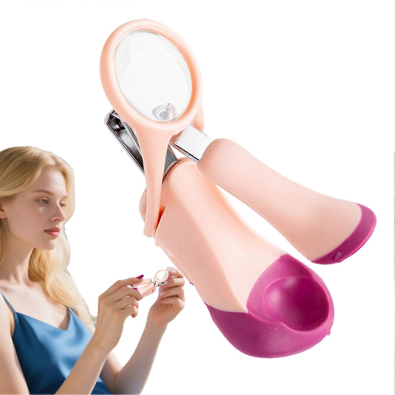 Baby Nail Clipper with Magnifying Function for Fingernails and Toenails, Stainless Steel for Family Pink