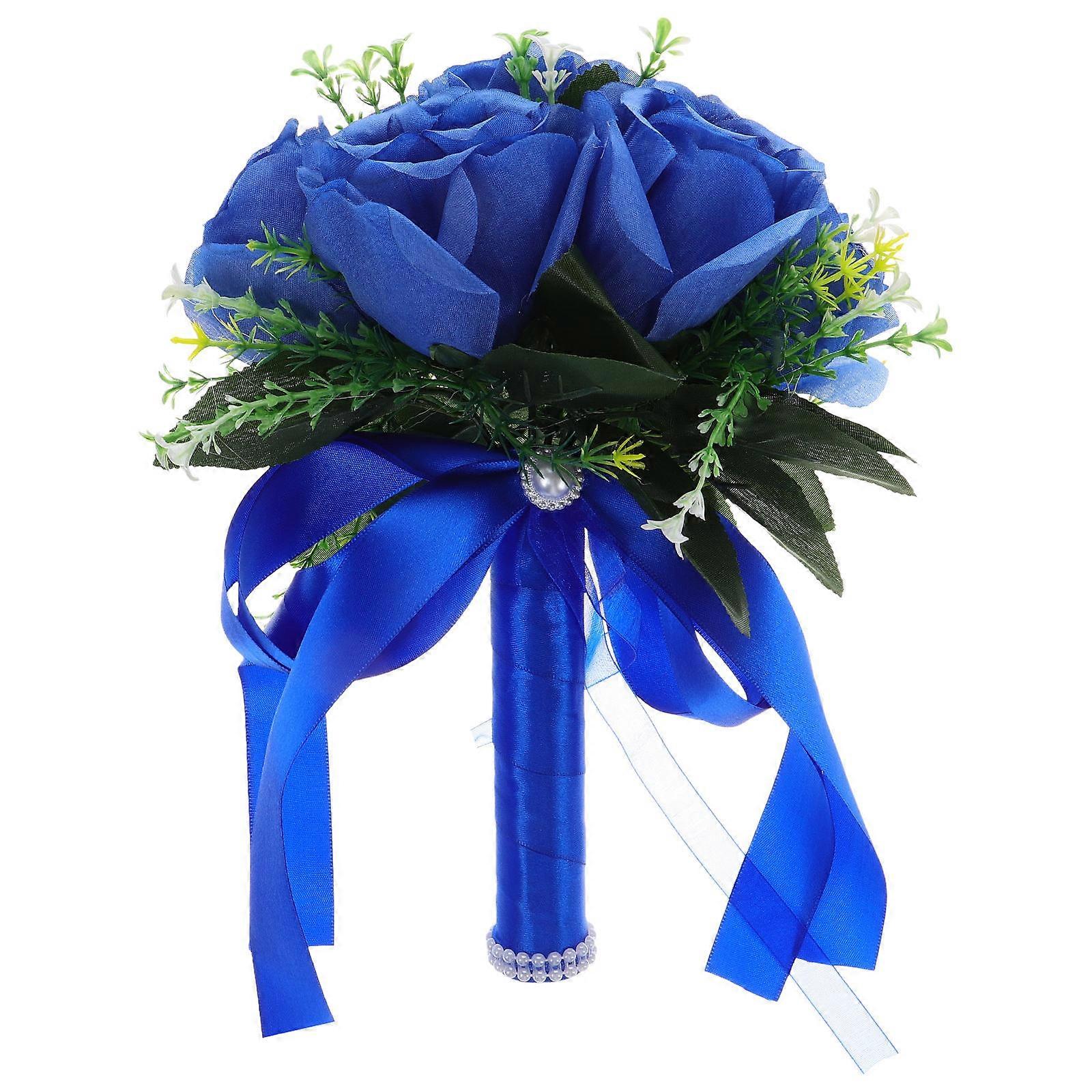 It sounds like you're looking for information or a description for **bridal bouquets** that feature **elegant blue artificial flowers**, are