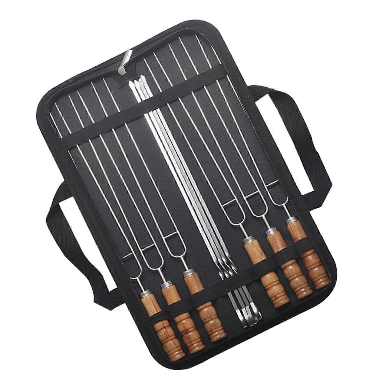 10 pieces grill skewers for BBQ kebab skewers with storage bag stainless steel for grilling camping and parties durable clean