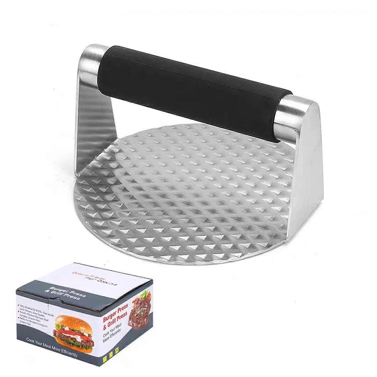 5.5 Inch Round Stainless Steel Smash Burger Press with Grease Drain