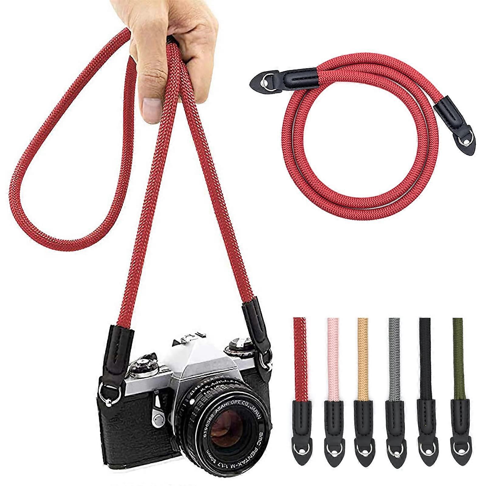 Rope Camera Strap: 100 cm Nylon Climbing Rope Camera Neck Shoulder Strap for Mirrorless/Small Cameras (Red)