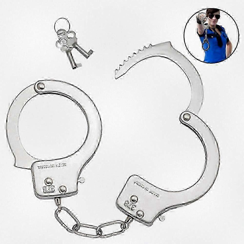 Adjustable Real Metal Handcuffs with Safety Quick Release, Universal Role Playing Toy for Costume Accessories, Includes Protective Dust Cover