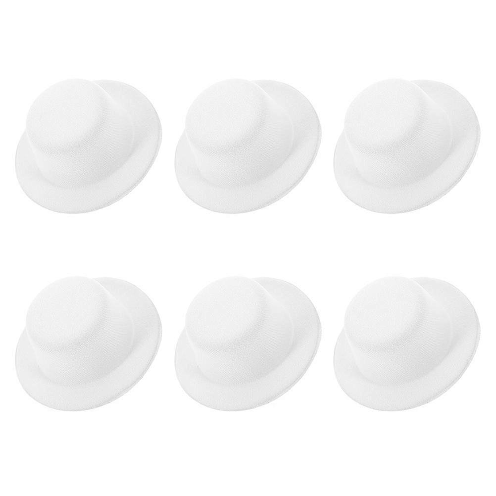 6pcs White Miniature Bowler Hats DIY Craft Accessories for Hair Bows, Headbands, and Decorative Projects – Lightweight Cloth Material