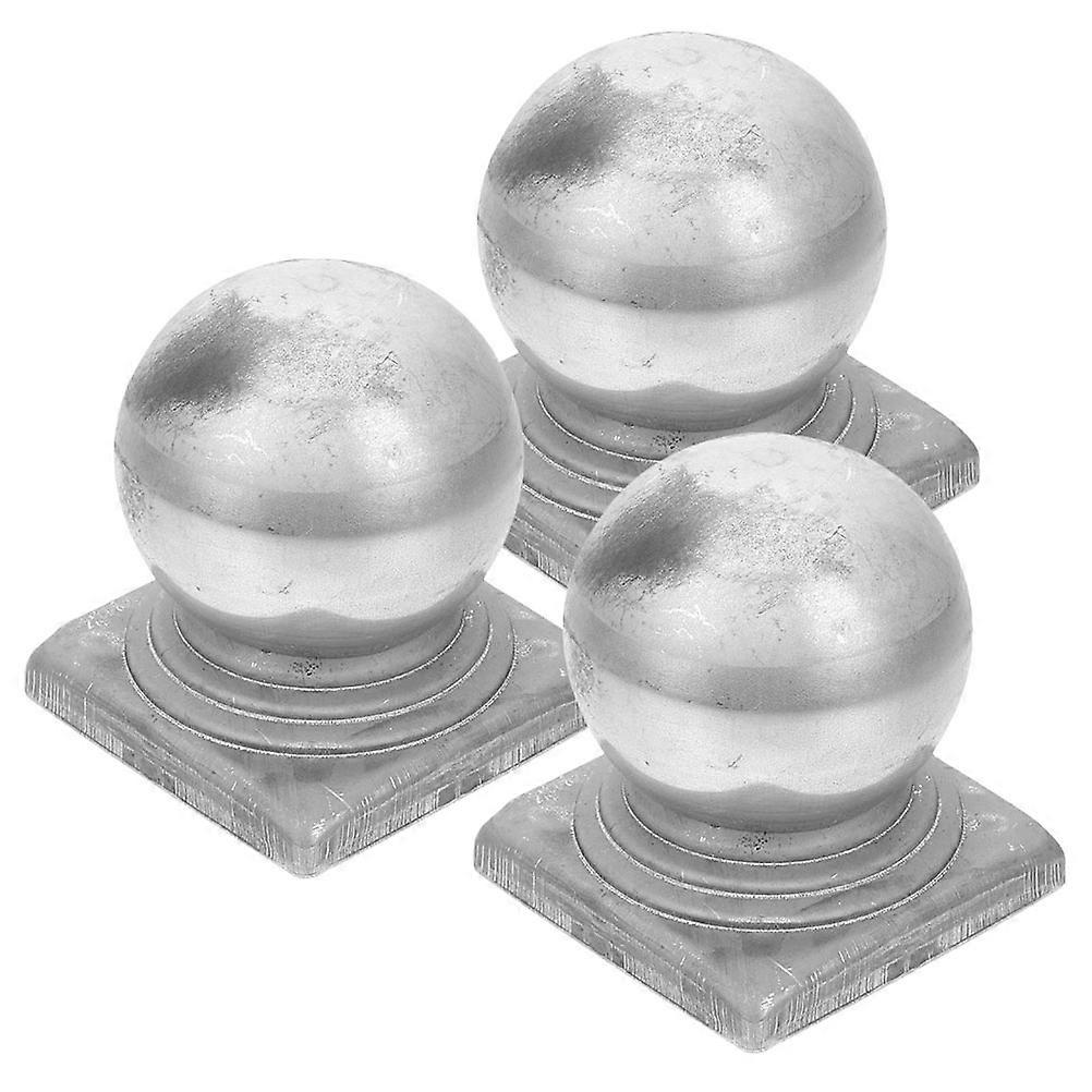 Fence Post Caps Metal Fence Post Protector Square Silver 9.00X8.30X8.30CM Protective Cover 3Pcs