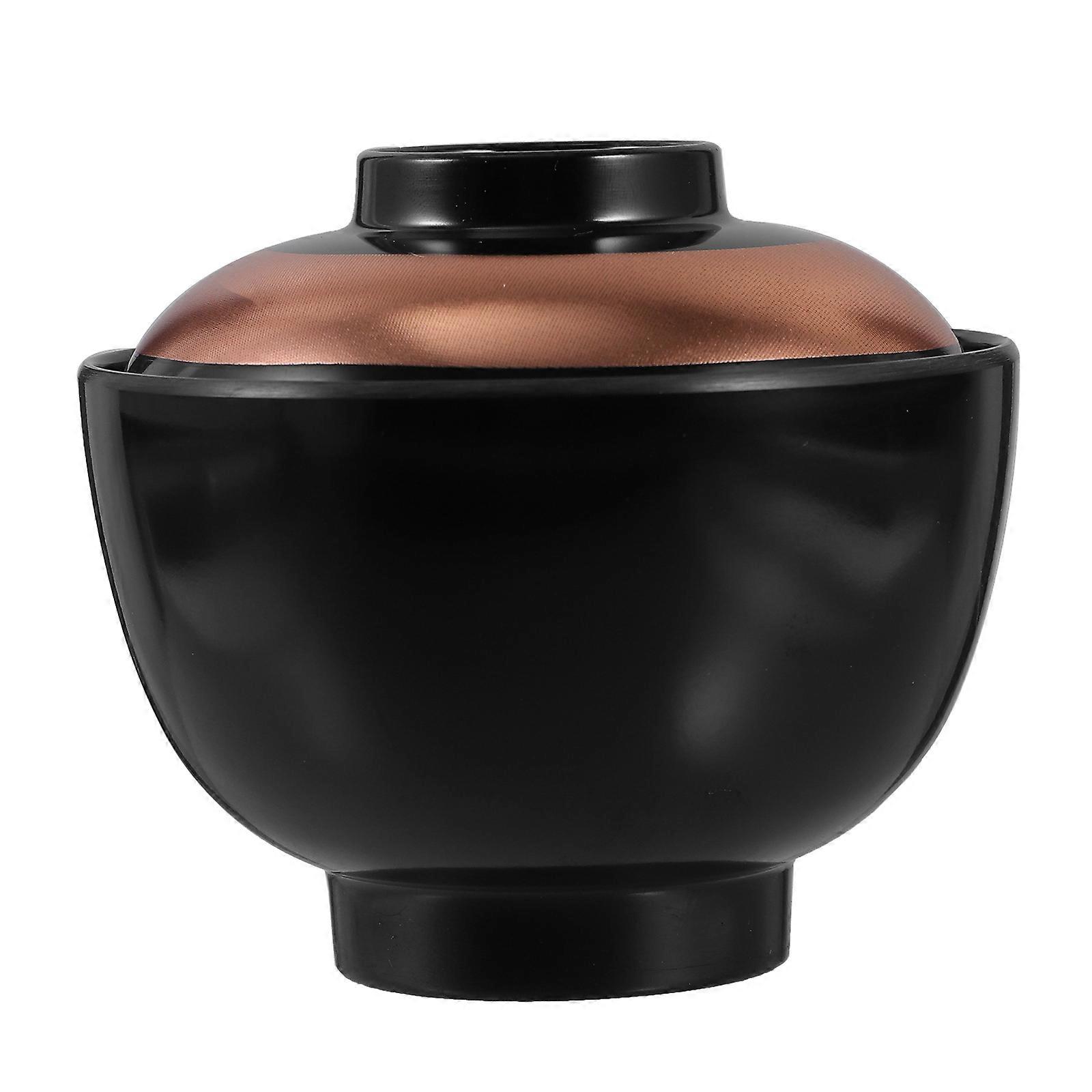 Japanese Style Lidded Soup Bowls HeatResistant for Soup Serving Black Large Capacity
