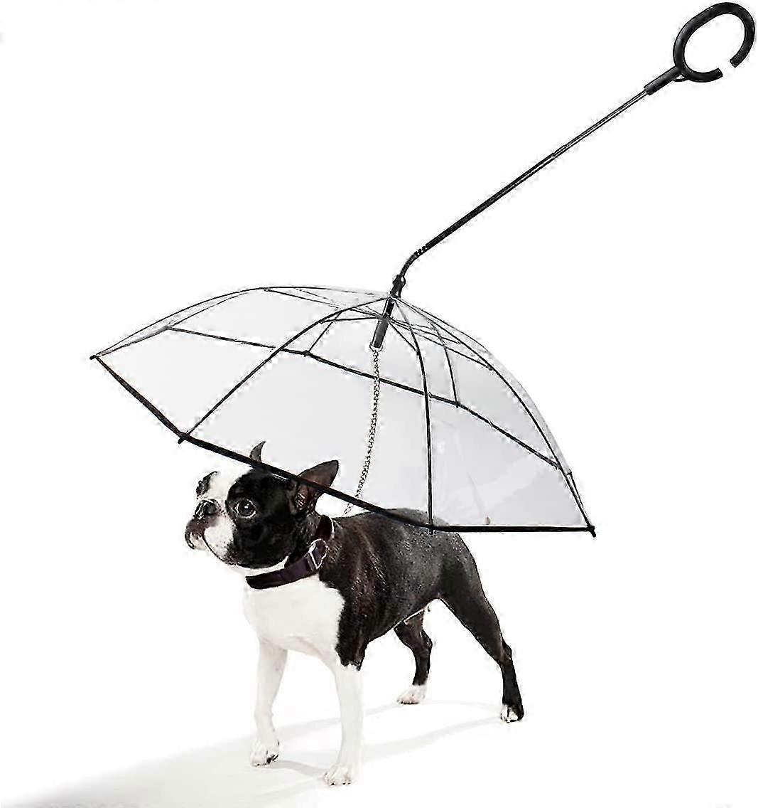 Transparent Foldable Dog Umbrella - Adjustable Handle for Pet Rain Protection