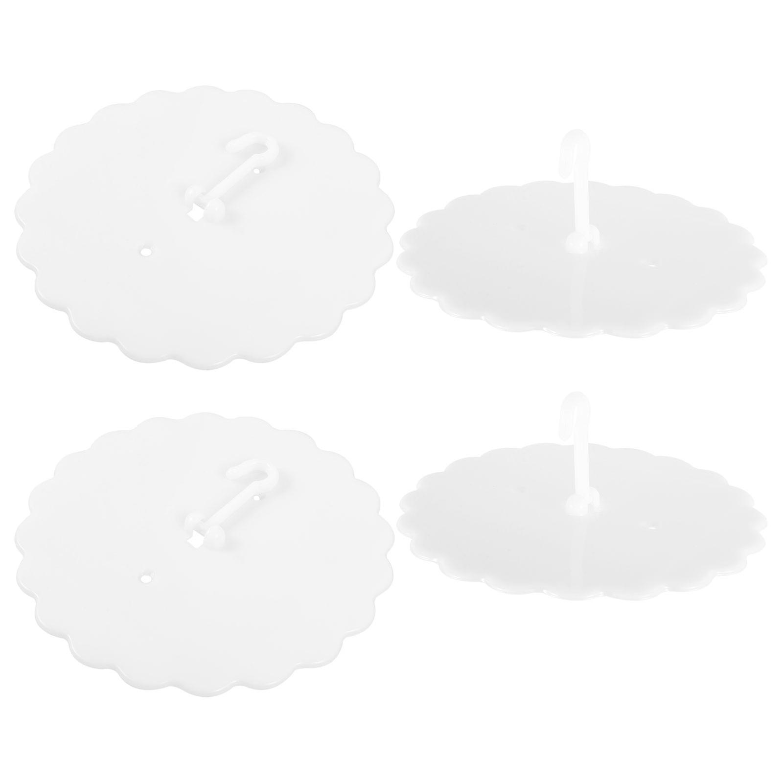 White Plastic Ceiling Hooks for Decoration with Strong Adhesive and Elegant Design 4 Pcs