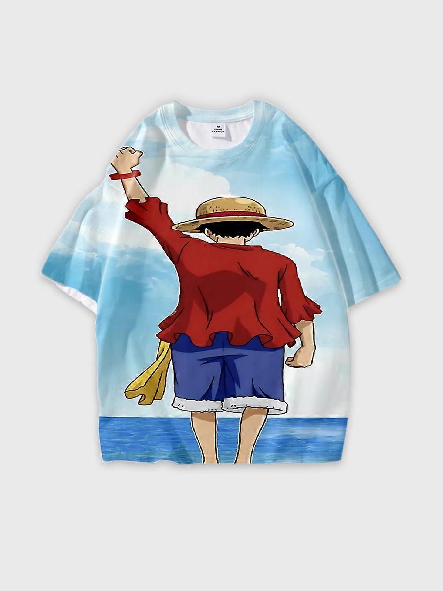 T-shirt round neck Role Pattern loose short sleeve B1331