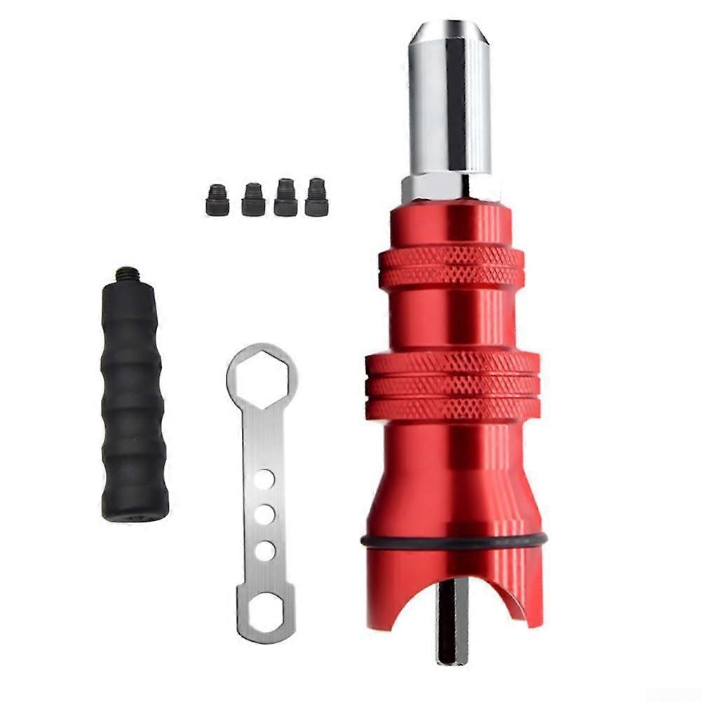 Electric Riveter Adapter Head Set with Detachable Handle, 4 Rivet Heads, Small Wrench for Woodworking and Plumbing Projects