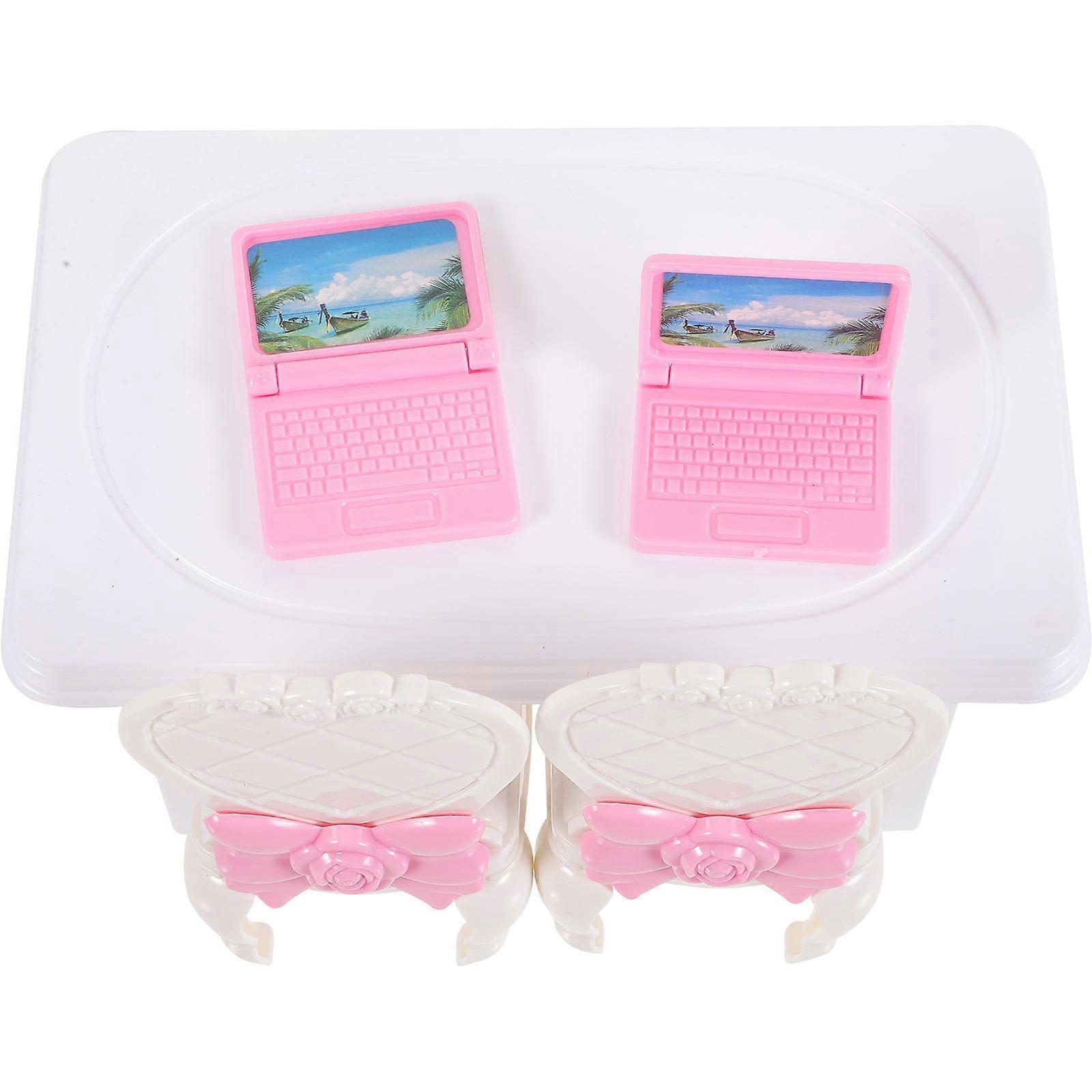 1 Set Multi Plastic Doll Table and Chair for Mini House Decoration Layout Prop