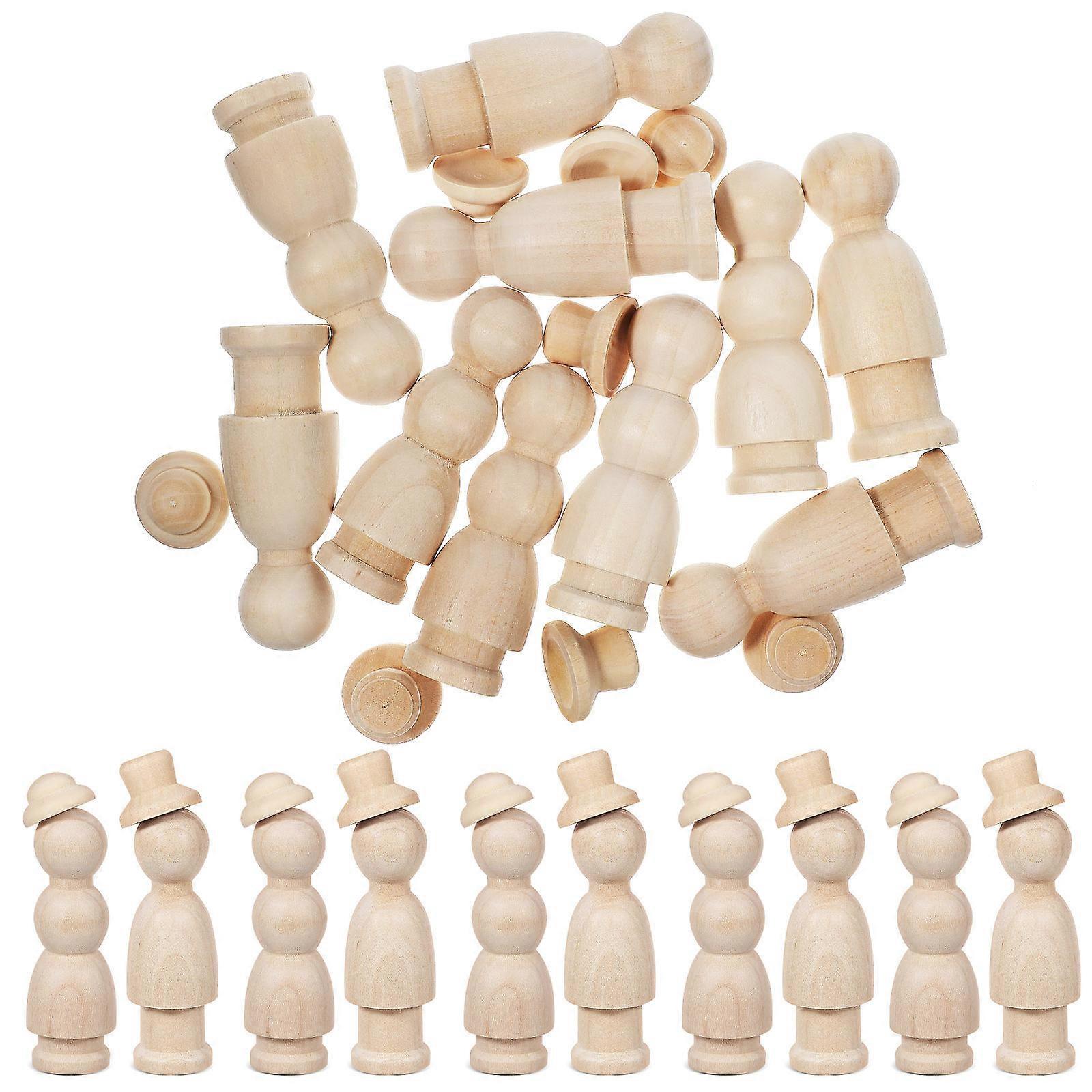 Wooden Peg Dolls for Decoration Unpainted Craft Blanks with Smooth Surface Great for All Ages 1 Set