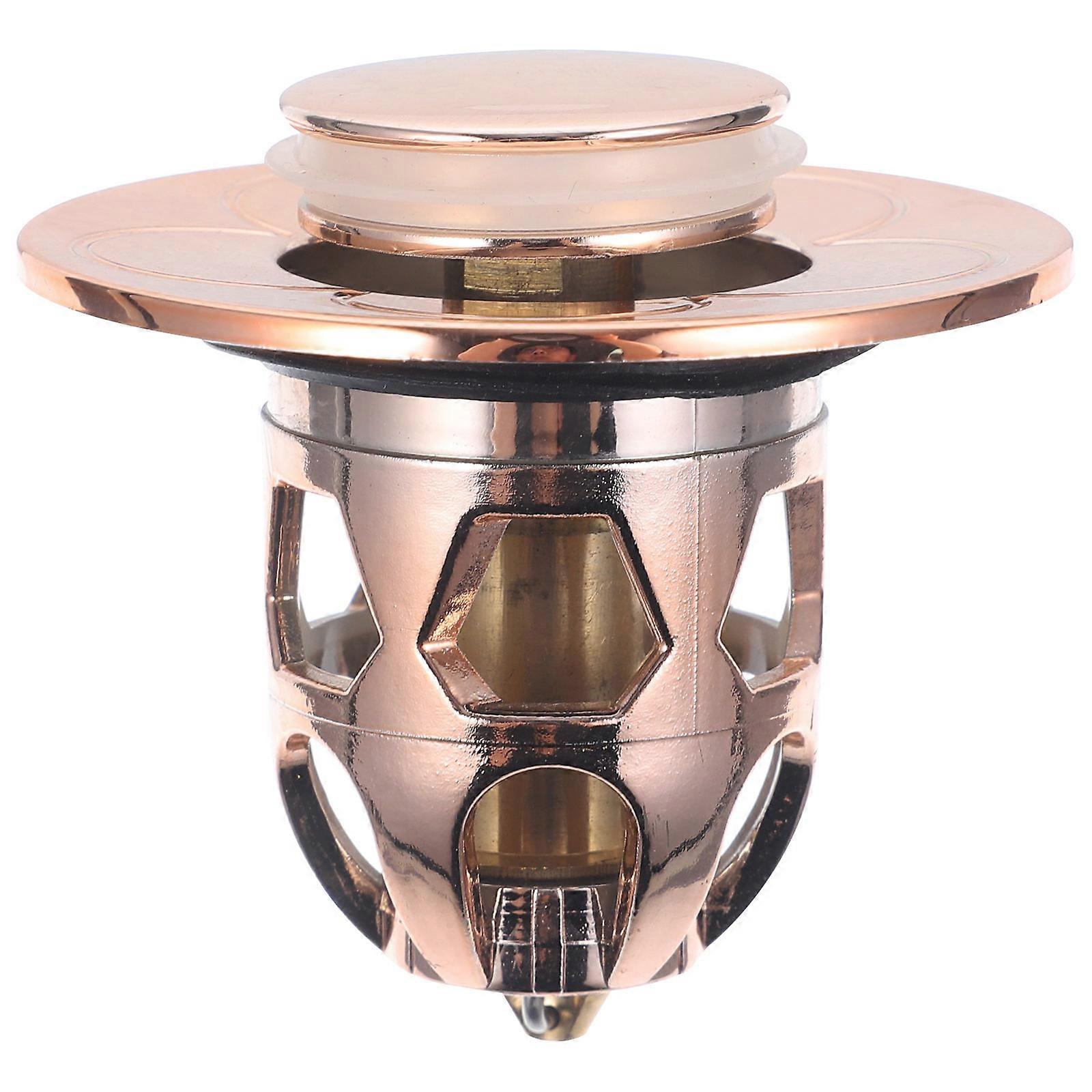 Copper Sink Drain Plug with Rose Gold Finish for Basin Use Easy to Install and Prevent Clogs 1.5 inch