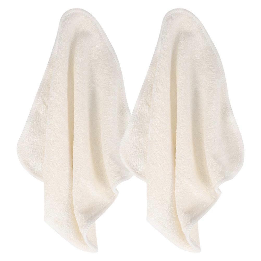Face Cleaning Towels 2Pack Bamboo Fiber Square Hand Towels For Daily Use Beige Reusable Cloths