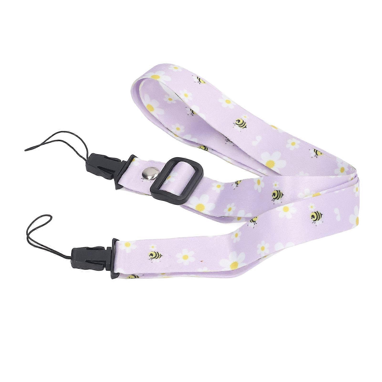 1.2m Camera Strap Belt Printed Pattern Multifunctional Shoulder Neck Strap for Polaroid Mini 12 11 8 9 Camera Purple Daisy