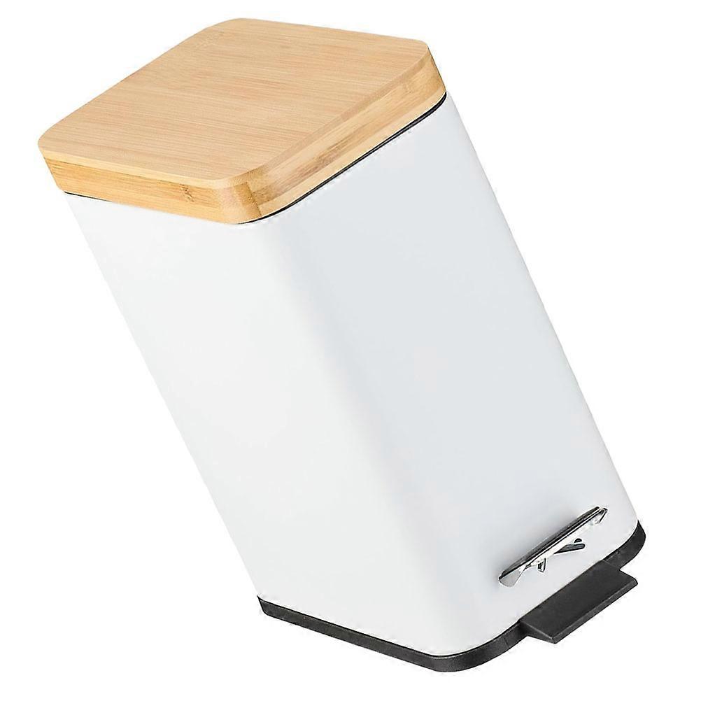 Iron 5L Trash Can With Lid Rectangular Wastebasket For Bathroom Kitchen Bedroom Prevent Unpleasant Odors 1Set