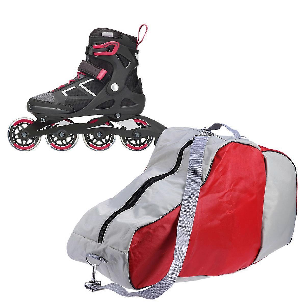 Durable Oxford Roller Skating Bag with Adjustable Shoulder Strap for Carrying 1 Set of Heavy Duty Skates Red