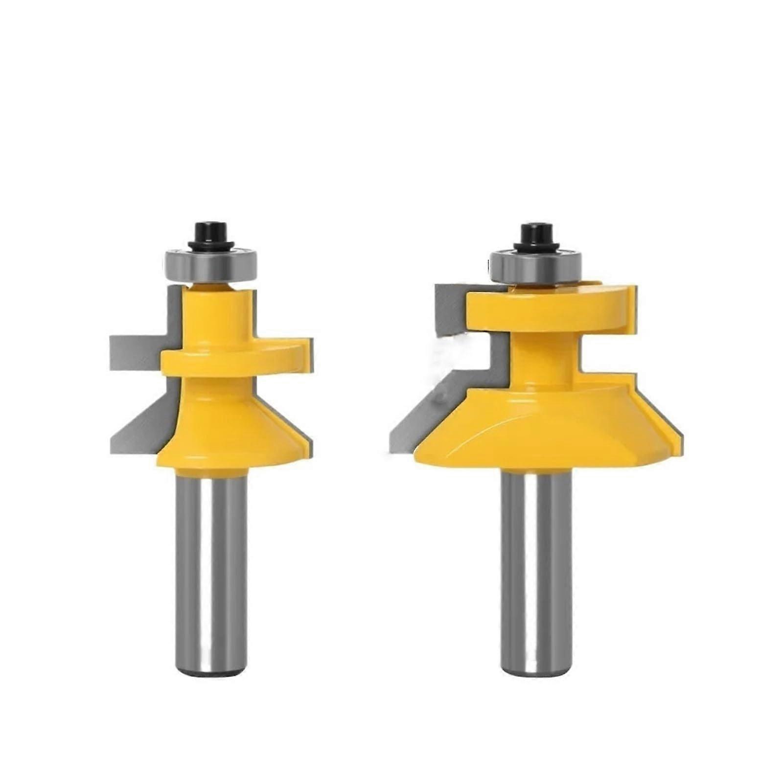 2 pieces 1/2' 12.7 MM shank carving router bit V groove matched tongue router bit set with ball bearing for woodworking (12x28.6)