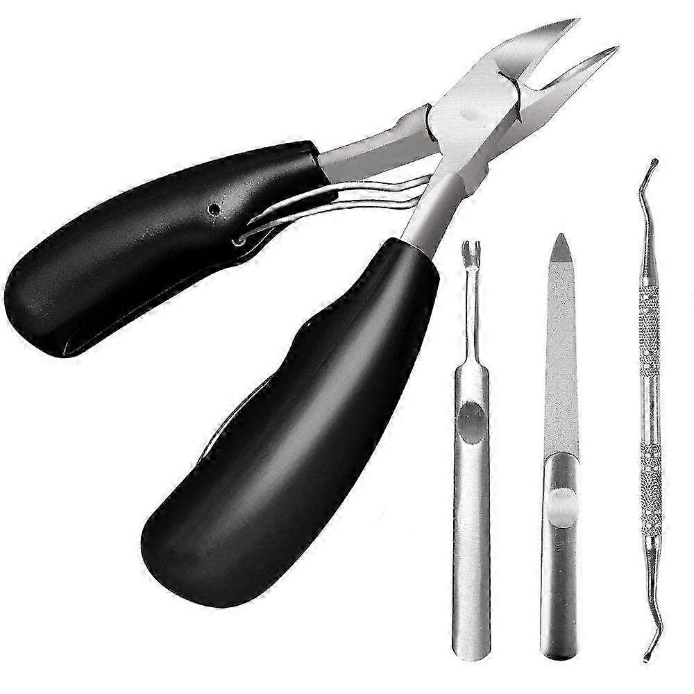 Ingrown Toenail Clipper Tool Set - 5-in-1 Kit for Hard & Thick Toenails - Professional Pedicure Solution for Pain Relief