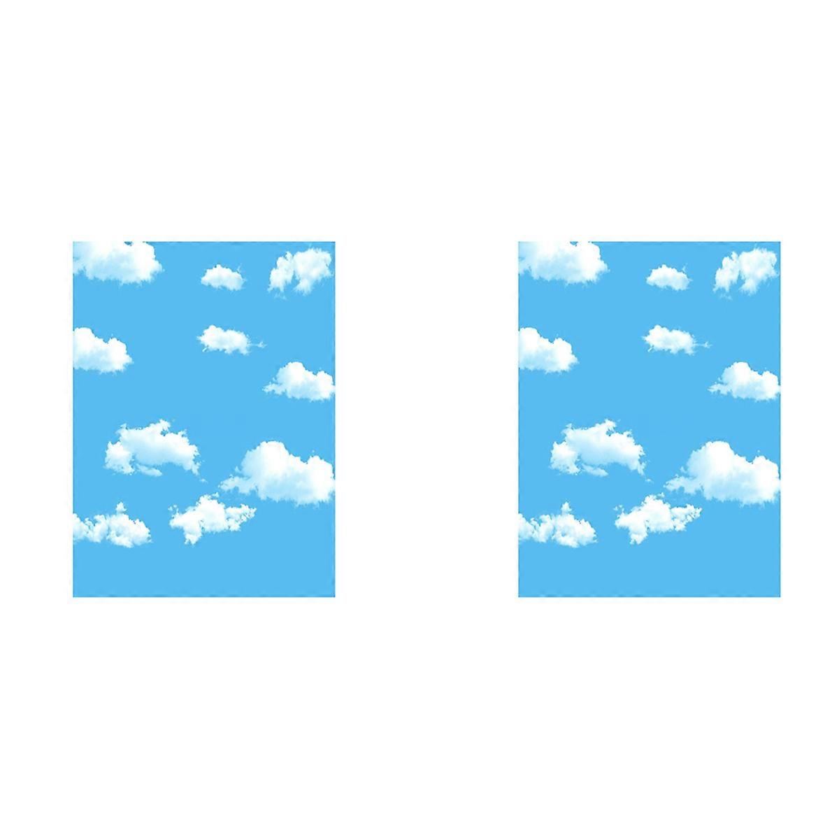 2 Pcs 3X5Ft Blue White Cloud Photography Backdrop Screen Background Studio Props