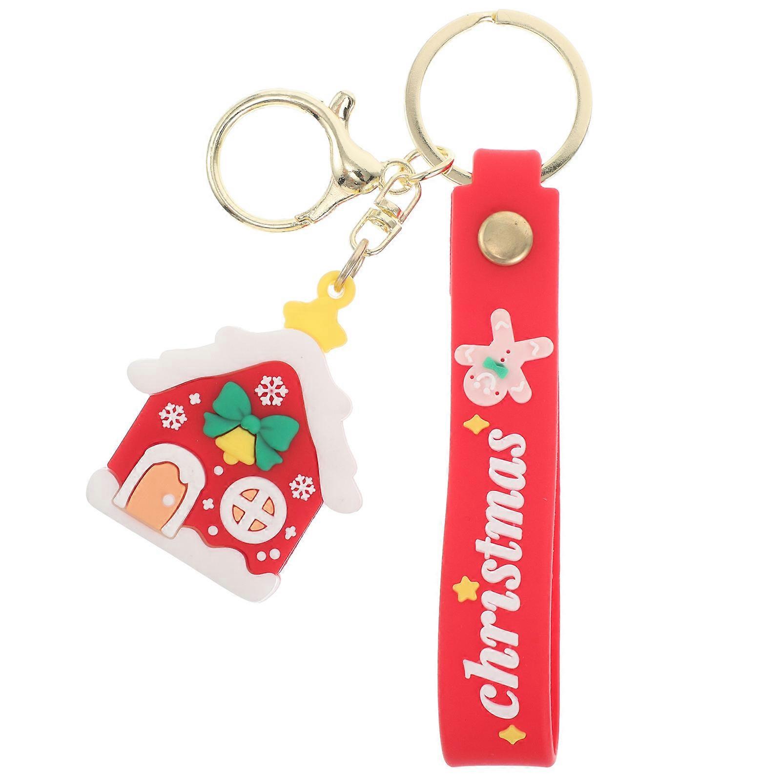 House Shaped Christmas Keyring Multi Color Festive Accessory For Girls 1Set