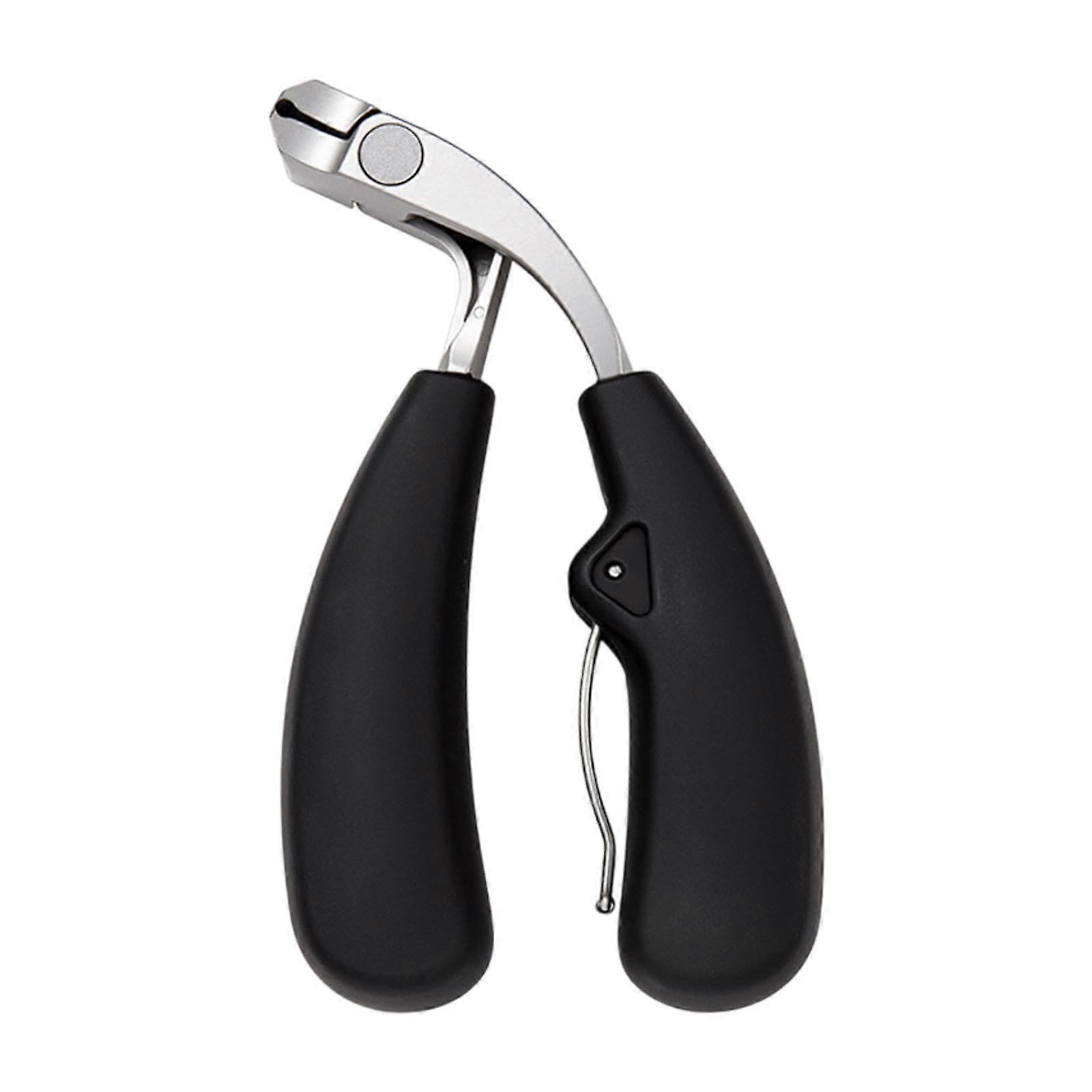 Ergonomic toenail clipper with angled head and catcher for seniors – stainless steel PP material for easy trimming