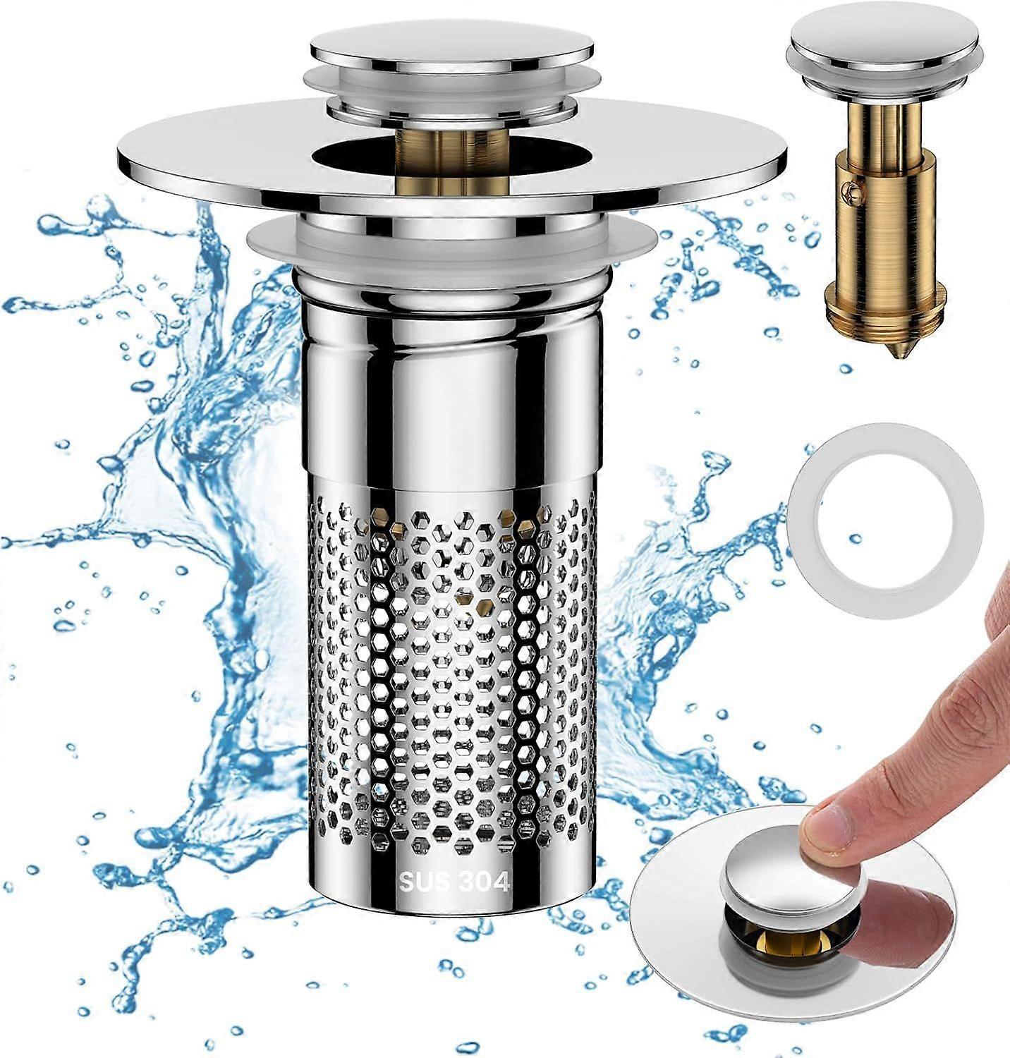 Bathroom Sink Drain StrainerPop Up Sink Drain Filter with Removable Stainless