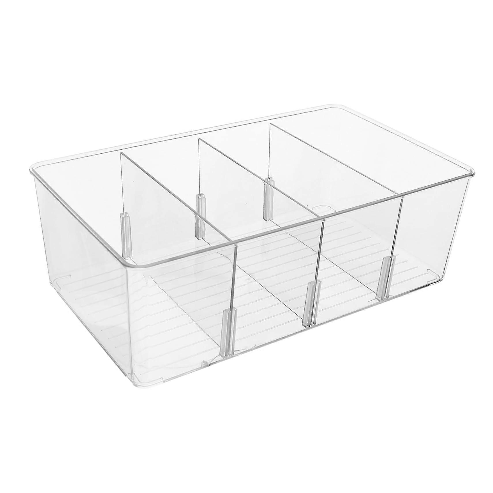 Tea Bag Organizer Box with 4 Compartments – Clear Storage Container for Home, Office and Travel