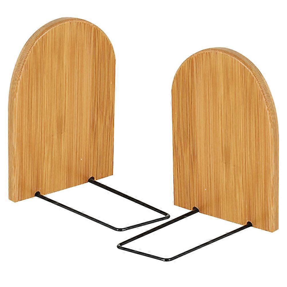 Bamboo Bookends 2pcs Multi Functional Decorative File Organizers for Office Home Shelves, Sturdy Storage for Books, Documents, Magazines