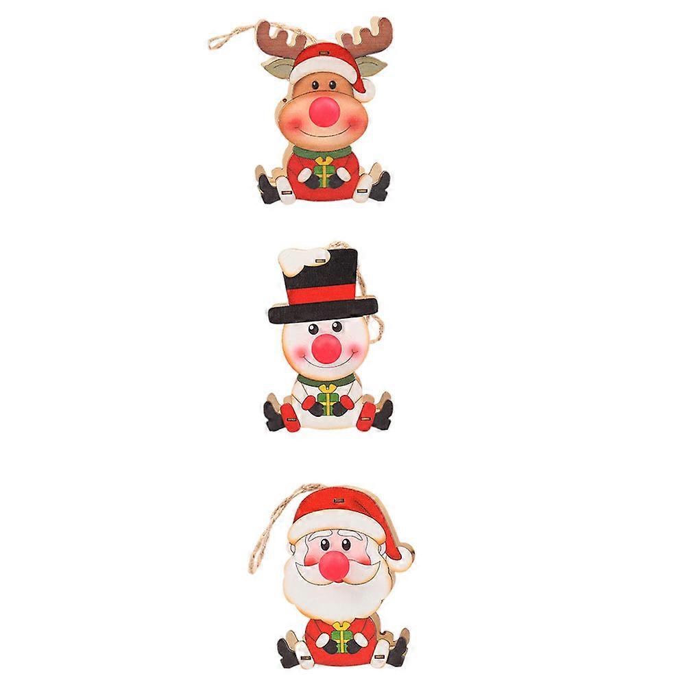 Elk Pendant Luminous Hanging Decoration For Christmas Tree 10x7cm Assorted Color Luminous 3Pcs