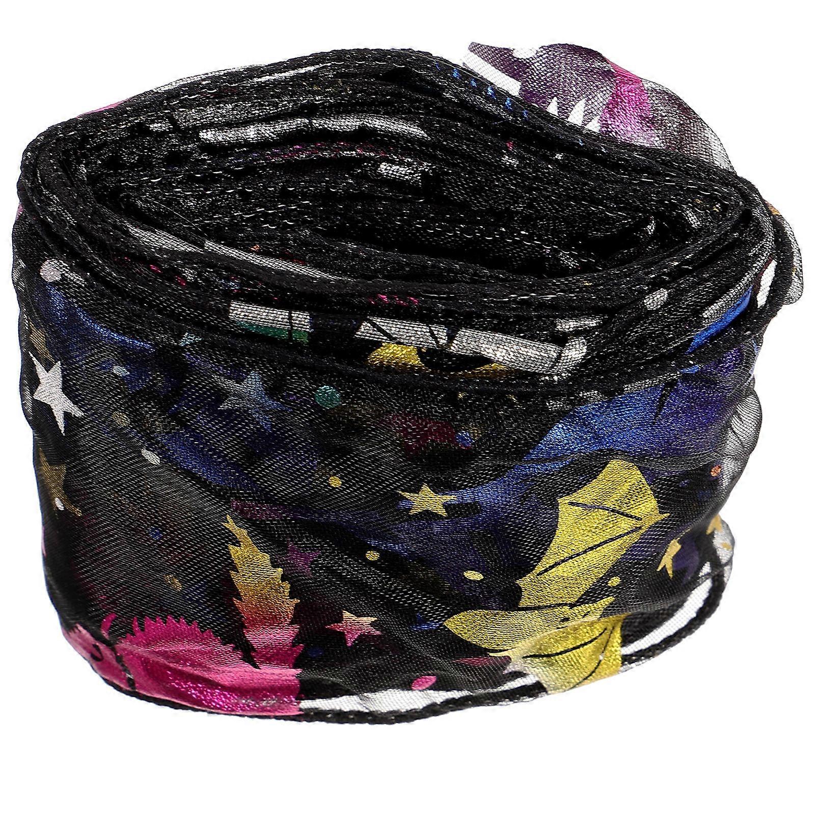 Halloween Decorative Ribbon For Party Planning And Gift Wrapping In Black Color With Wired Edge Design 1 Roll
