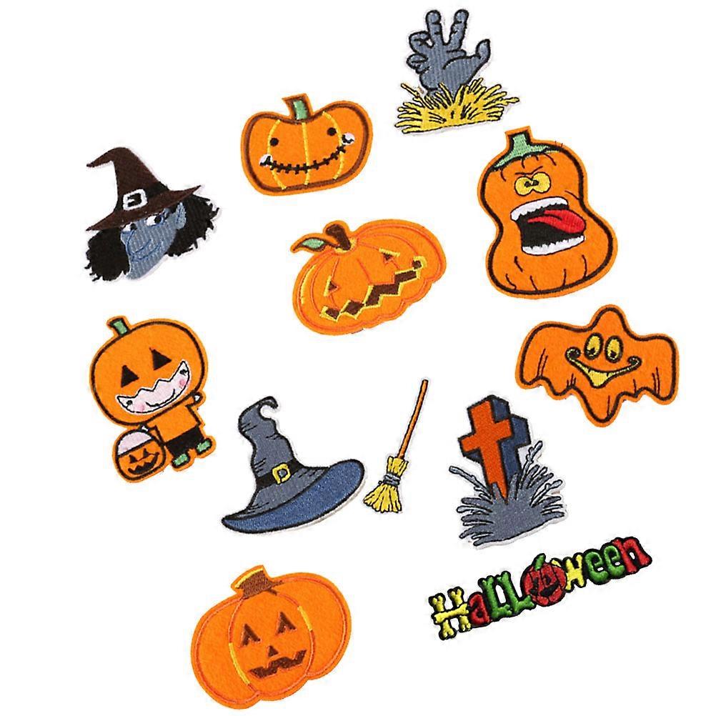 Halloween Ghost Patch 12Pcs Cartoon Cloth Patches For Children Decorative Assorted Color Iron-On Glue