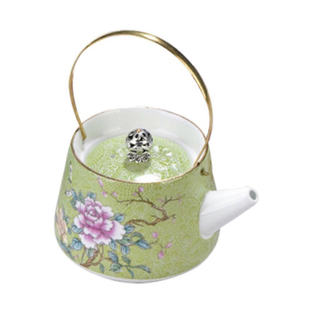 Heat-Resistant Ceramic Enamel Teapot For Office Use Round Shape 11X8CM Size 1Set