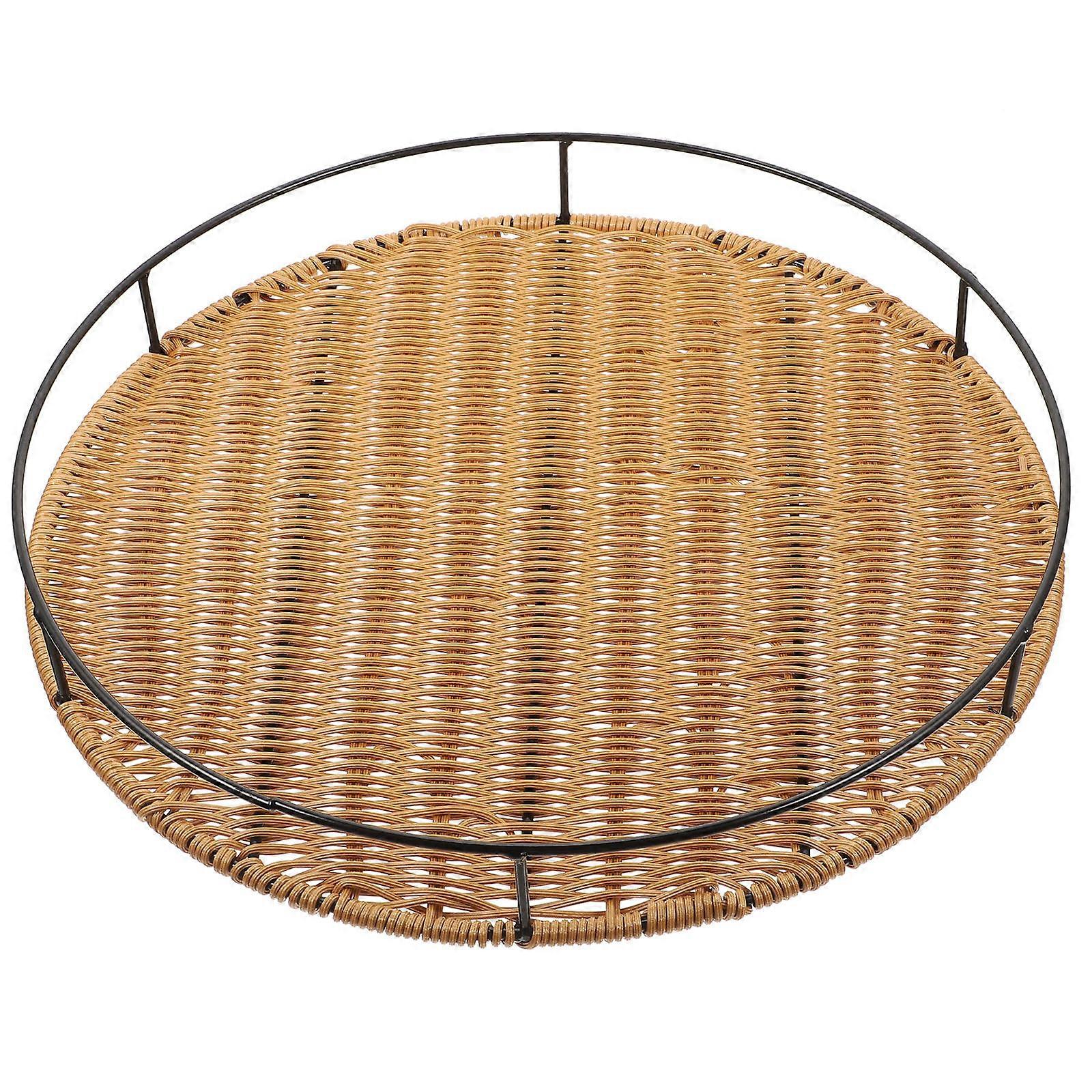 Light Brown Woven Tray For Restaurant Use 38X38X5CM Multipurpose Serving 1Pack