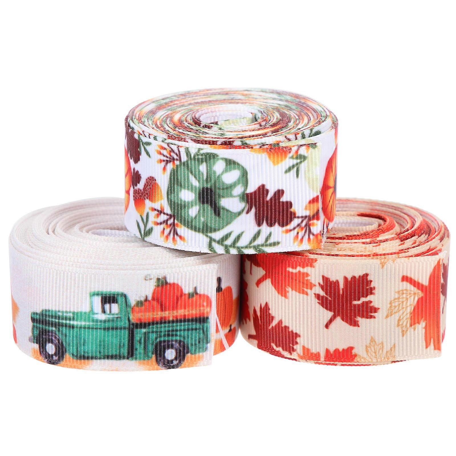 Thanksgiving Fall Ribbons 3 Set Decorative Ribbons For Craft Enthusiasts 450cm Length Multi Color Gift Box Wrapping