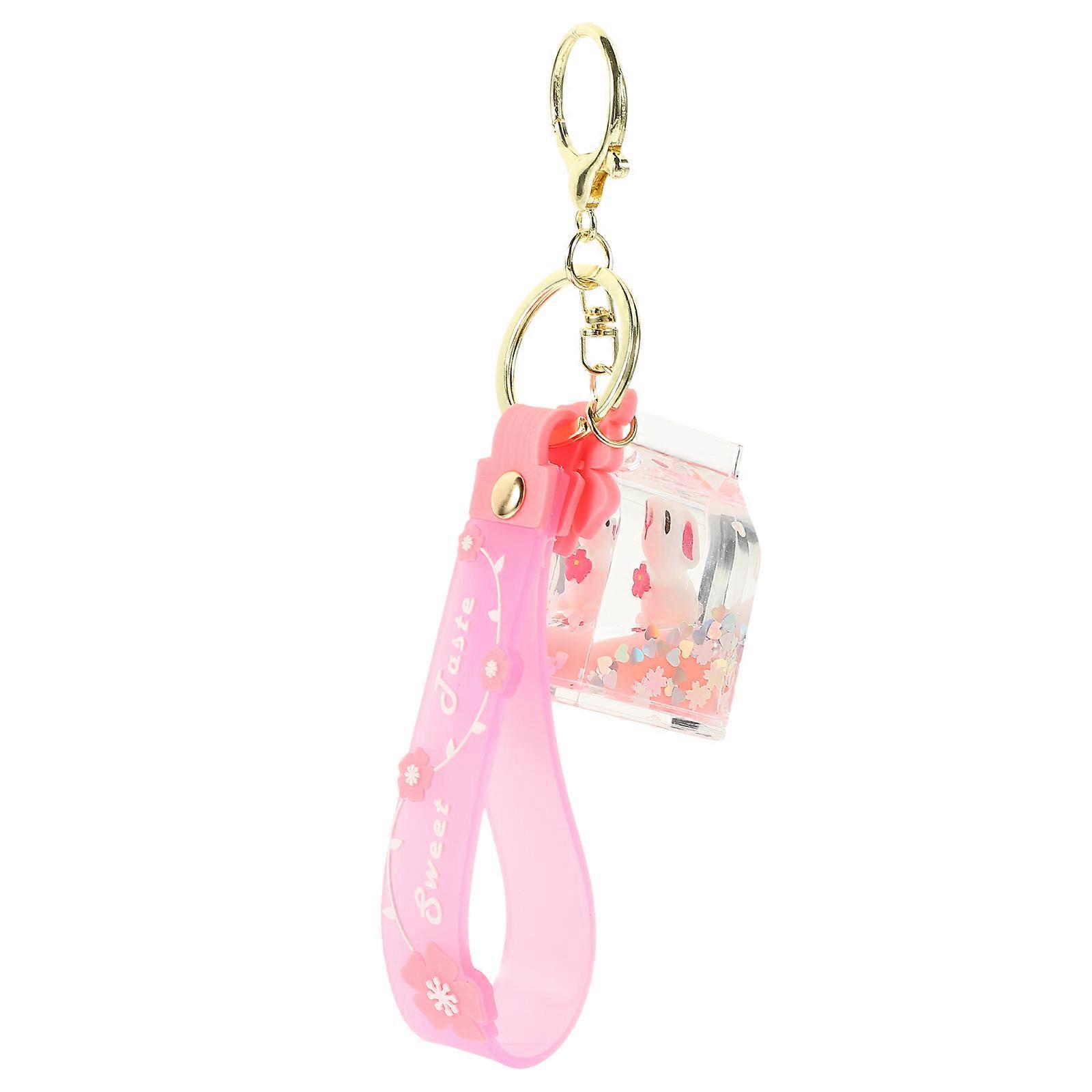 Cute Liquid Bunny Keychain Pendant Adorable Rabbit Hanging Decor for Bags, Car Keys & Handbags Unique Floating Design for Women