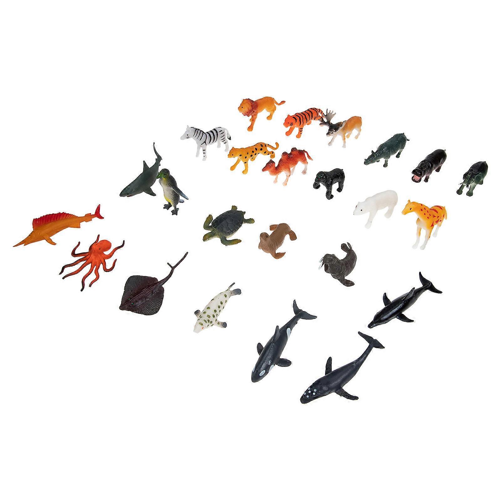 Assorted Color Ocean Animal Toy Set Made of PVC for Home Decoration and Play 24pcs