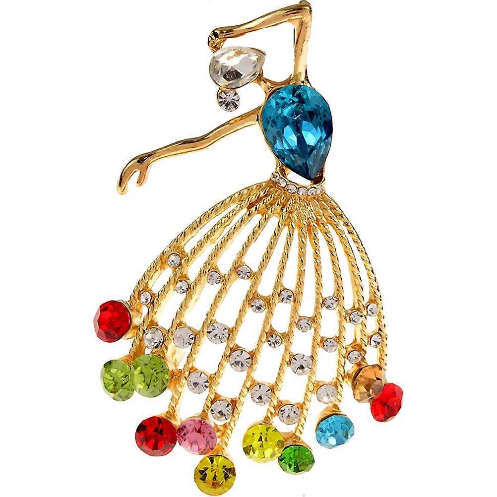 حجر الراين بروش دبوس أنيقة الباليه فتاة شكل أزياء التبعي متعدد الألوان زخرفية 1 قطعة