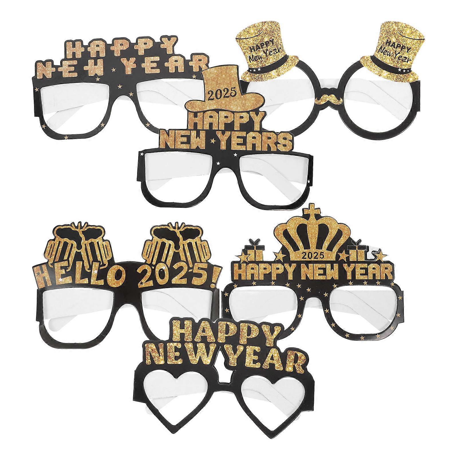 New Year Paper Glasses 6Pcs Assorted Color 2025 Themed Party Glasses Frame for Decoration