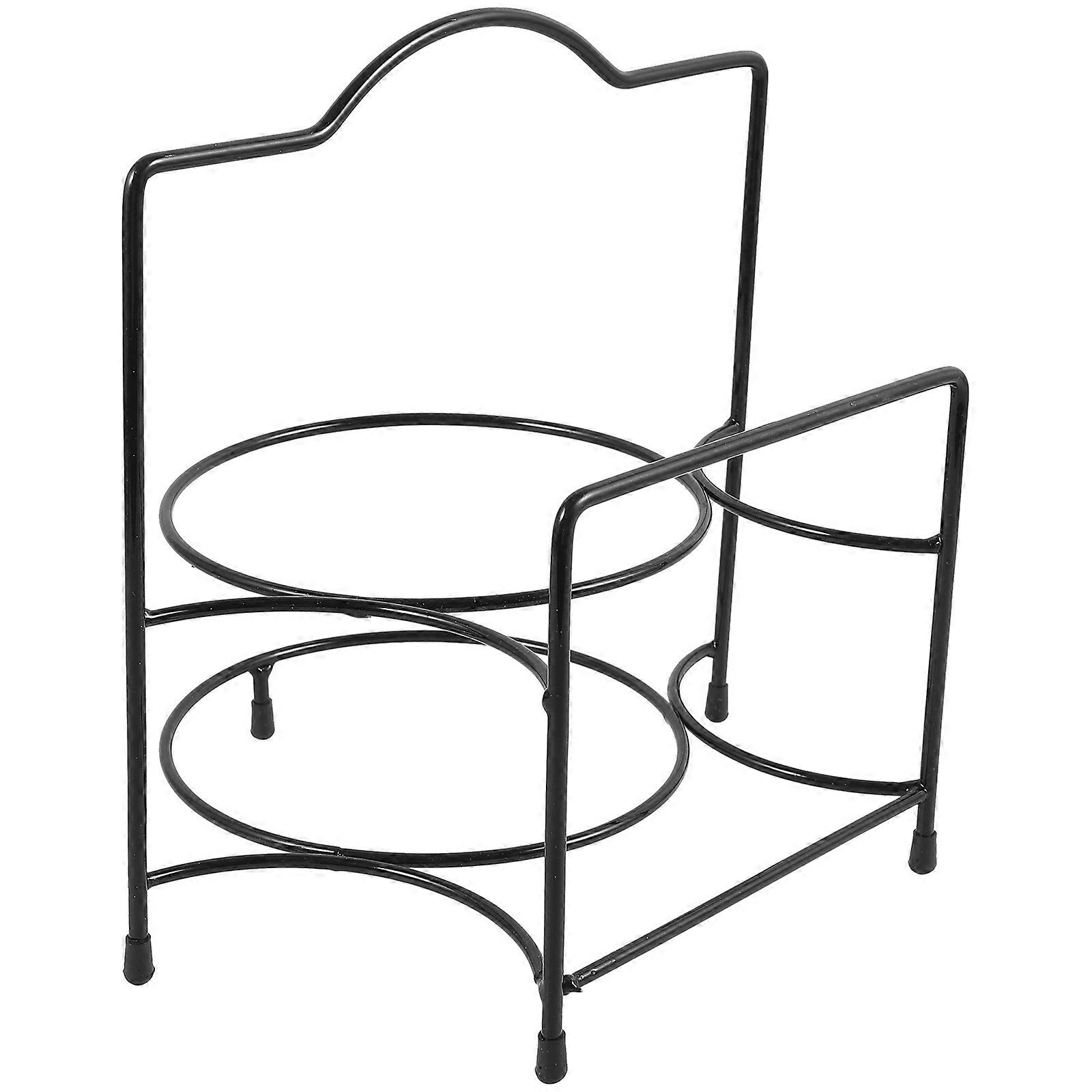 Black Carbon Steel Dessert Stand for Storage and Display Double Layered Cake Holder 7.8 Inches