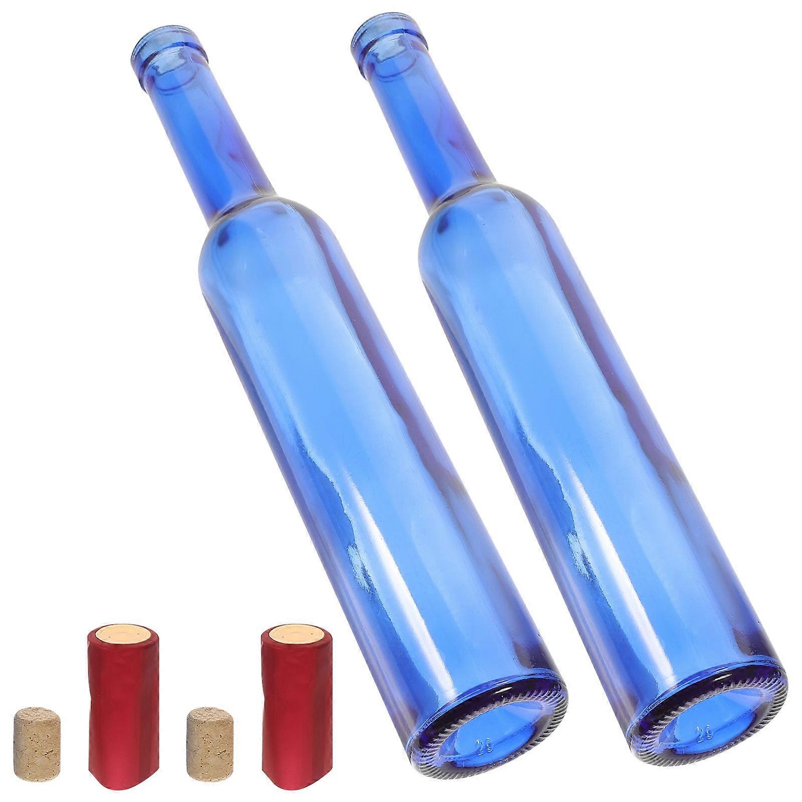 Empty Glass Bottles 2Pcs Designed For Decorative Item Decor Restaurant Decor Blue Glass For Storage